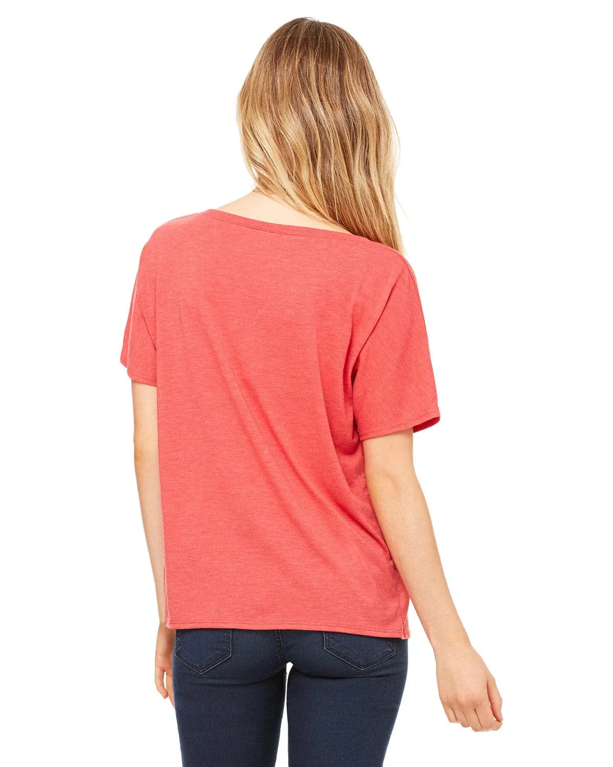 Bella Canvas Ladies Flowy Simple V-Neck T-Shirt | Red Triblend