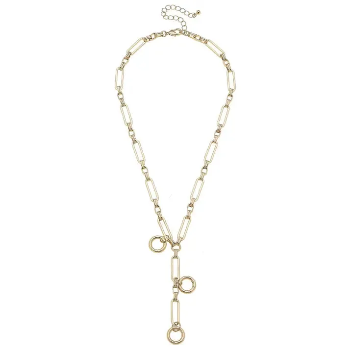 Bella Lariat Multi Charm Necklace Base in Shiny Gold