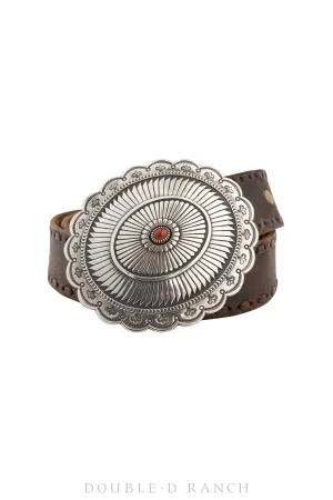 Belt, A Vintage, Buckle, Concho, Coral, Huge, Hallmark, Vintage, 565