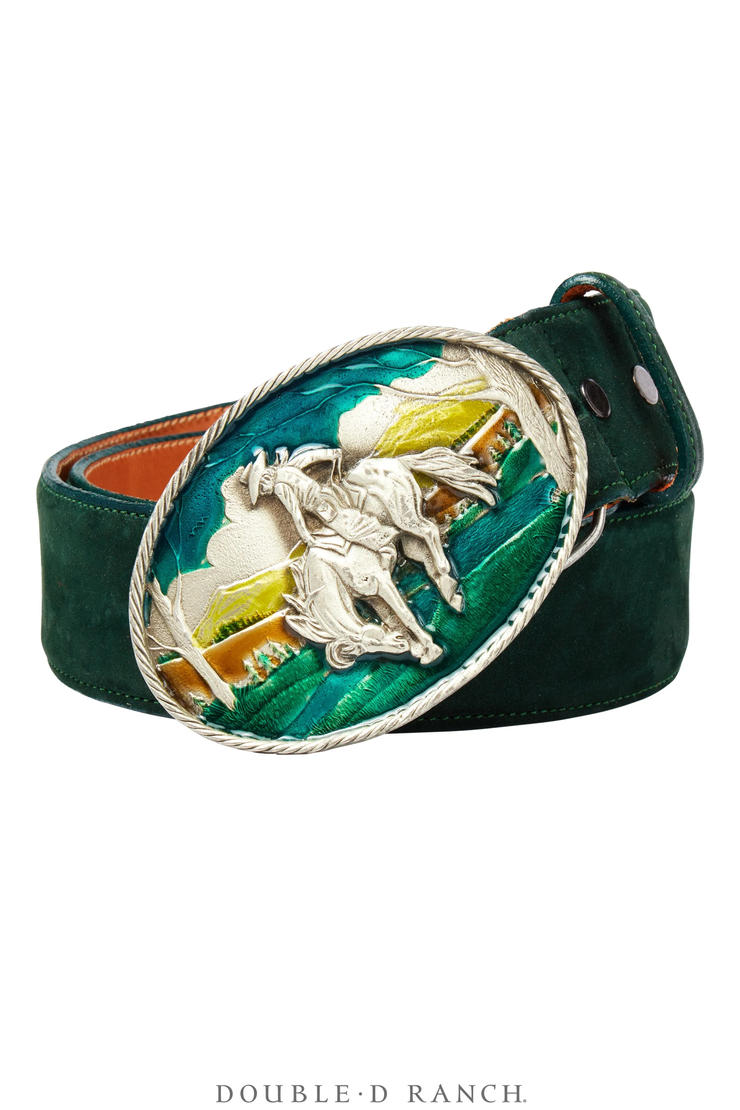 Belt, A Vintage, Buckle, Western, Enamel, Horse Bucking, Vintage, 632