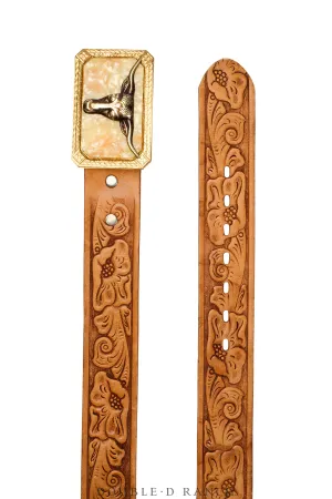 Belt, A Vintage, Buckle, Western, Enamel, Longhorn, Vintage, 692
