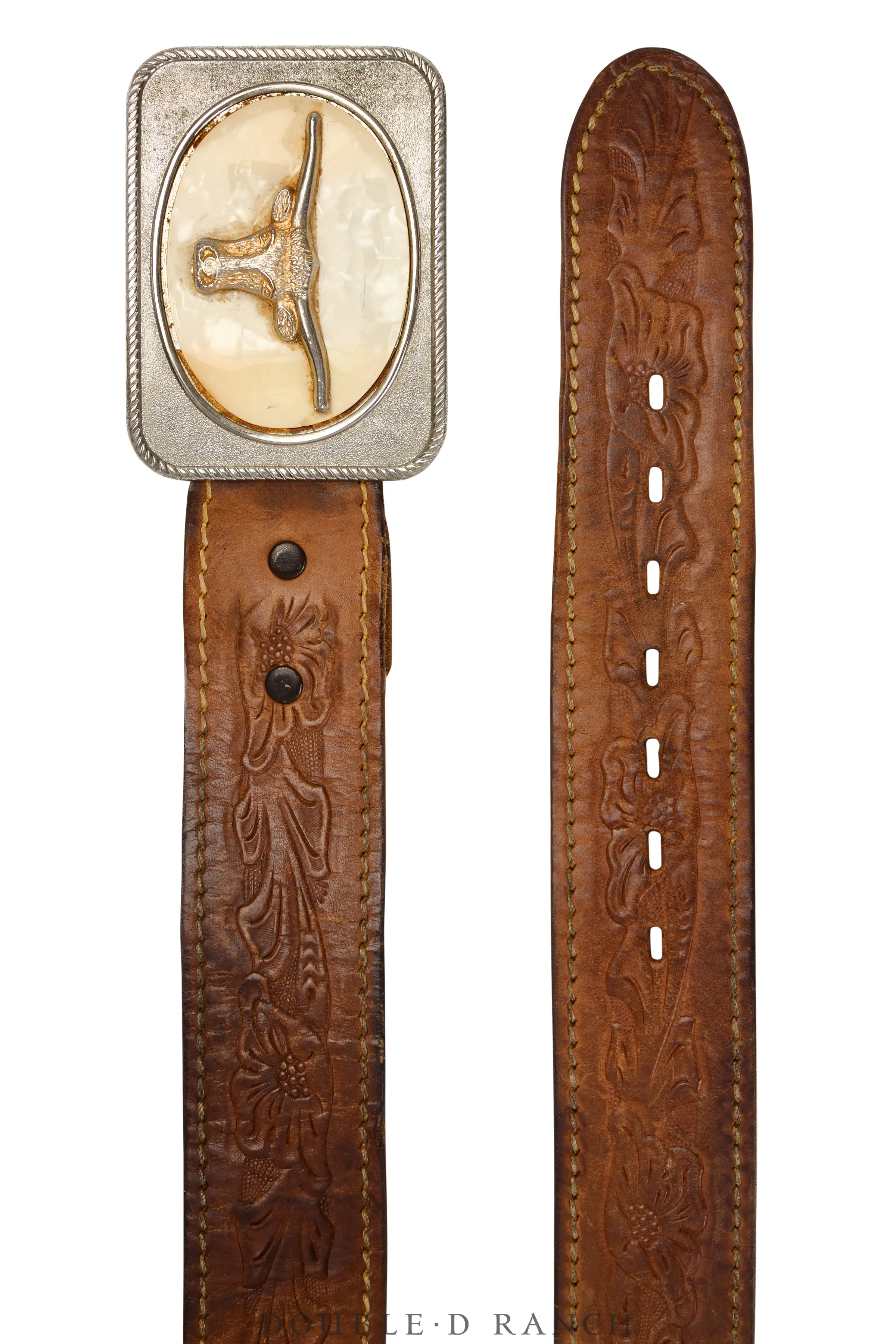 Belt, A Vintage, Buckle, Western, Enamel, Longhorn, Vintage, 693