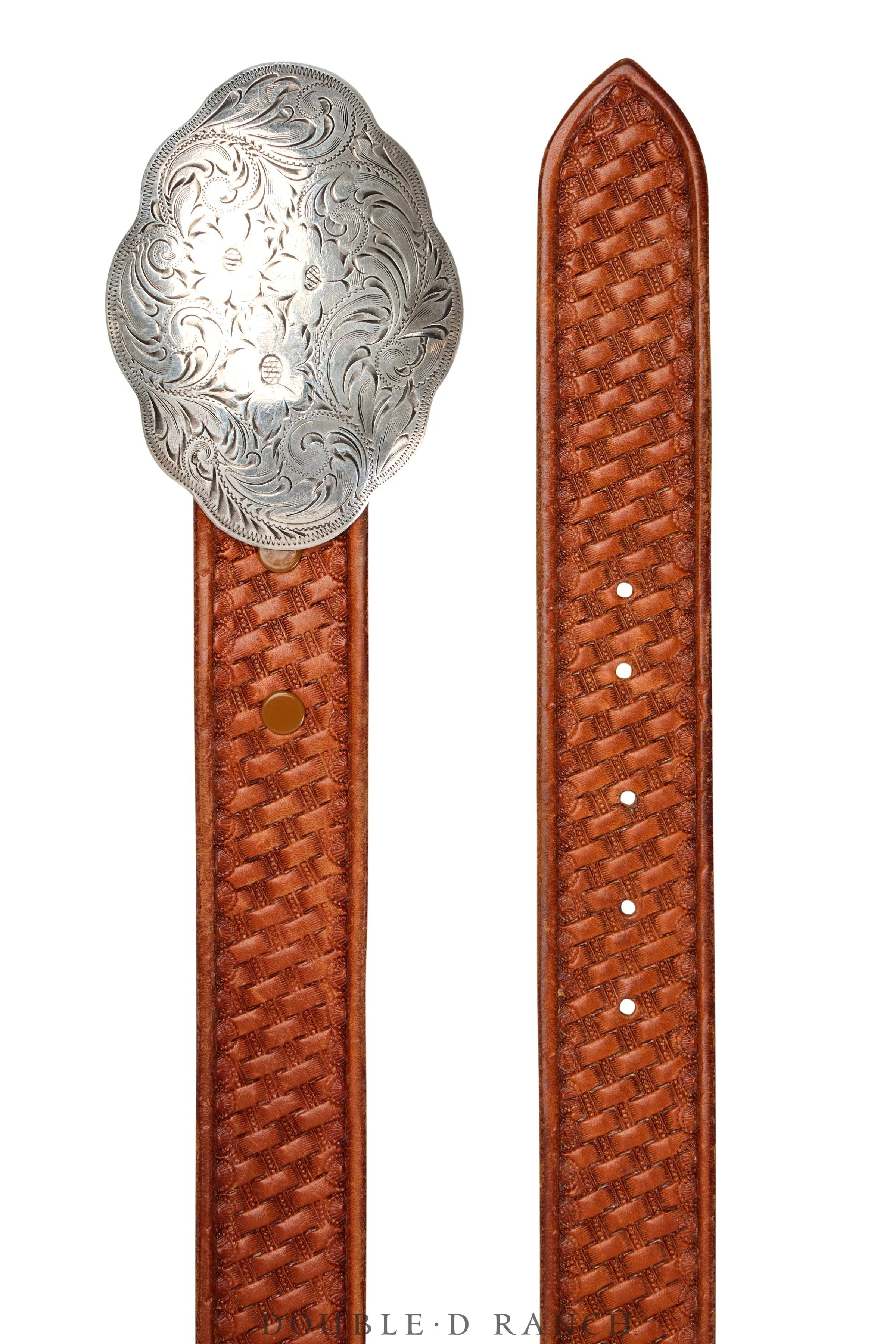 Belt, A Vintage, Buckle, Western, Engraved, Sterling, Vintage ‘70s, 396