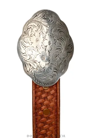 Belt, A Vintage, Buckle, Western, Engraved, Sterling, Vintage ‘70s, 396