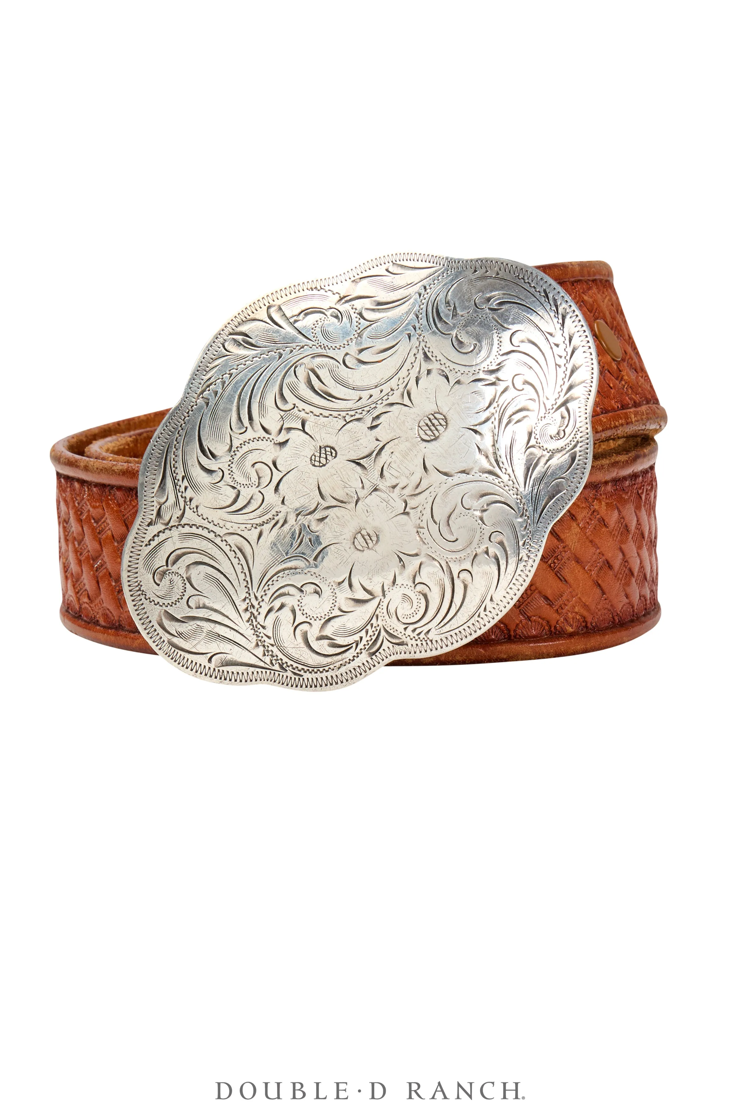 Belt, A Vintage, Buckle, Western, Engraved, Sterling, Vintage ‘70s, 396