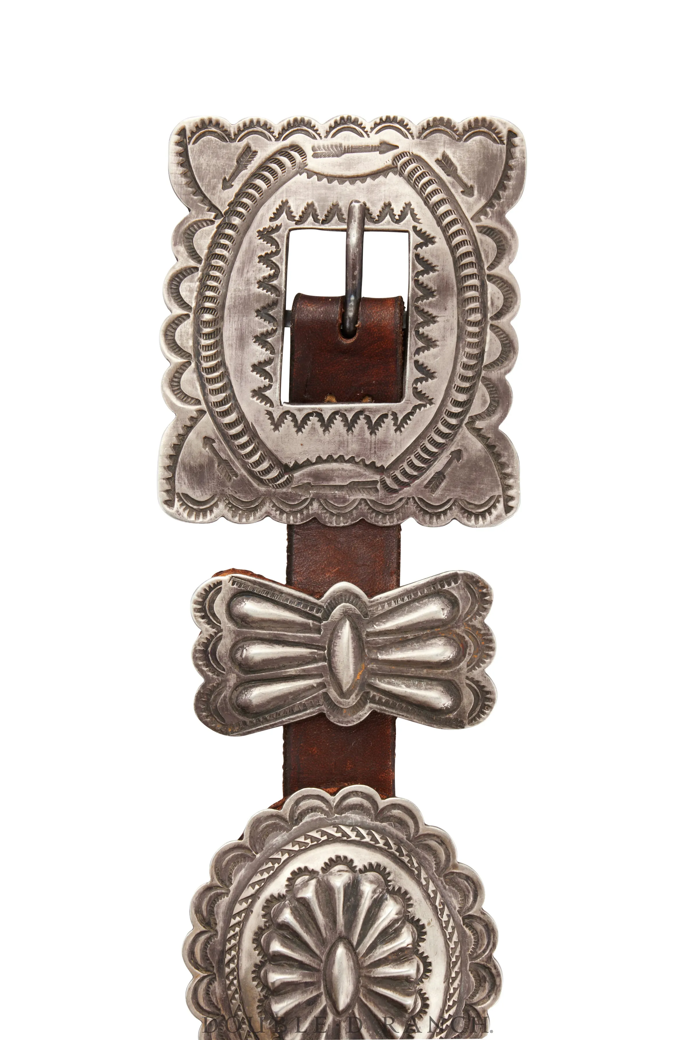 Belt, A Vintage, Concho, Sterling Silver, 2nd Phase Revival, Vintage, 592