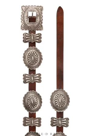 Belt, A Vintage, Concho, Sterling Silver, 2nd Phase Revival, Vintage, 592