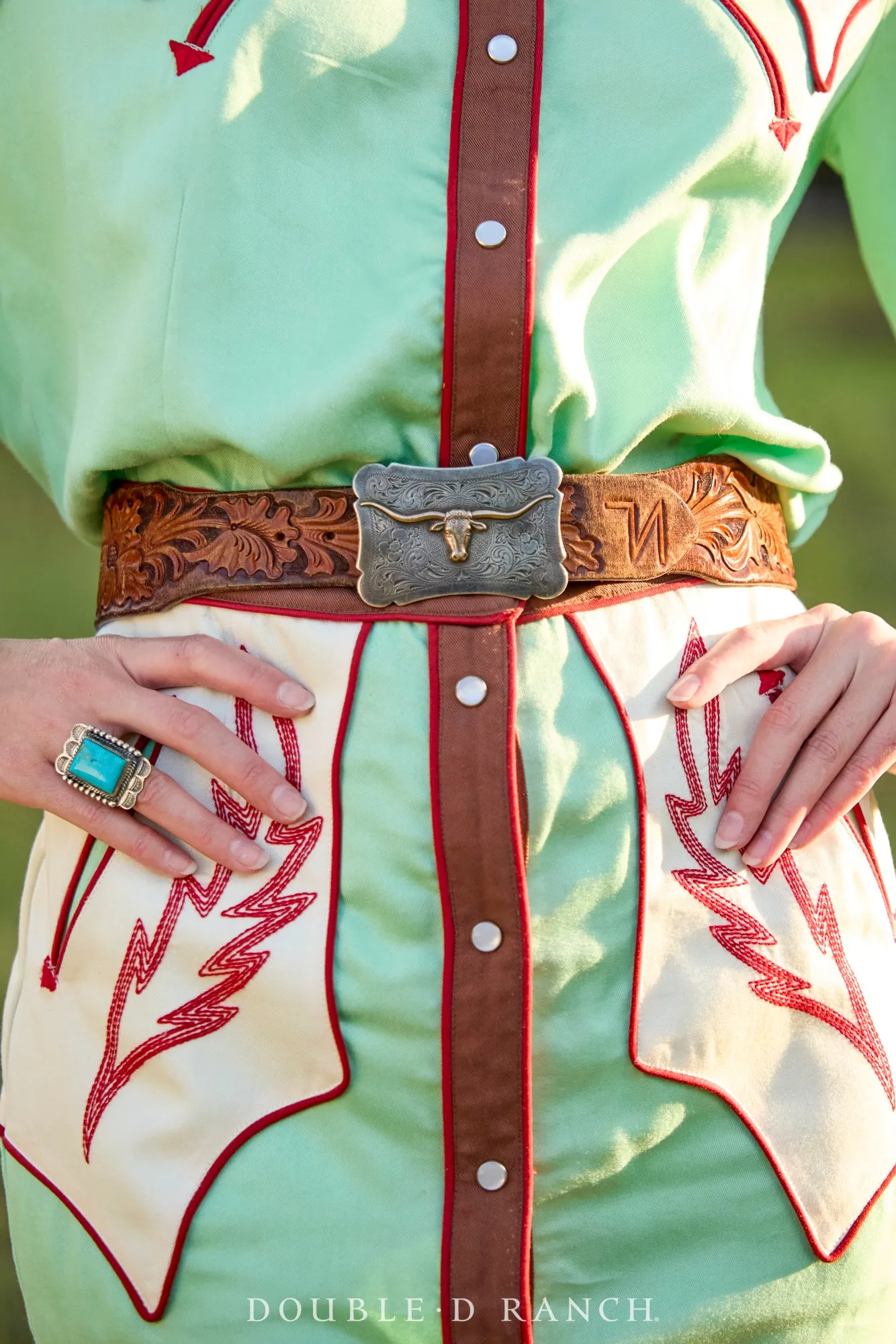 Belt, A Vintage, Western, Longhorn With Scroll Engraving, Hallmark, Vintage, 550