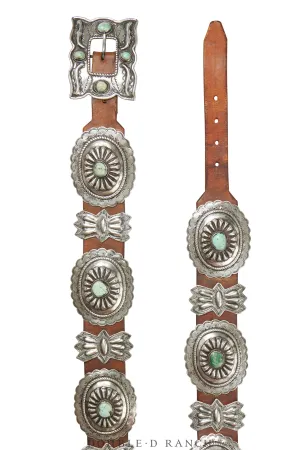 Belt, Concho, 2nd Phase, Turquoise, Vintage, Washington Estate, ‘50s, 626