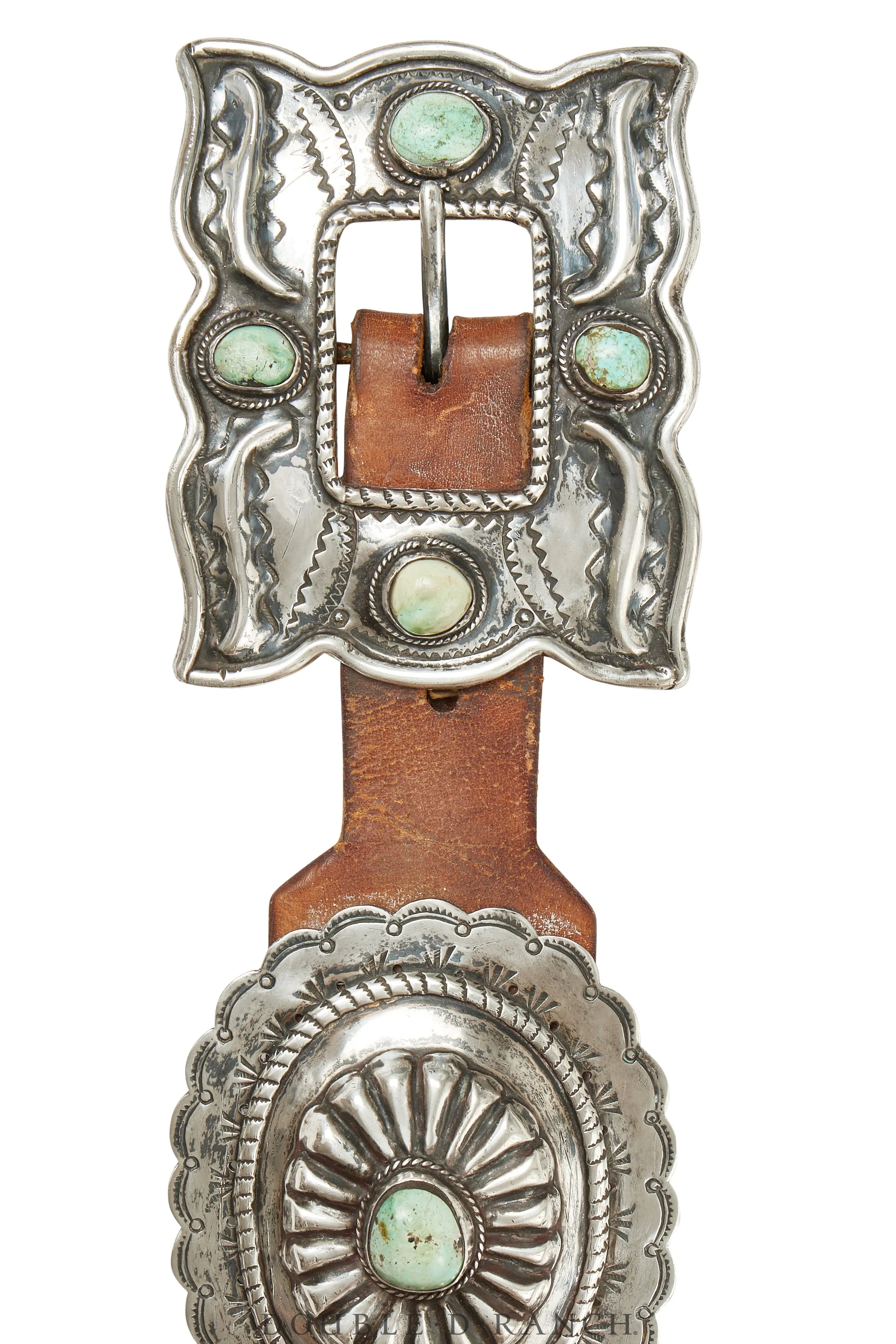 Belt, Concho, 2nd Phase, Turquoise, Vintage, Washington Estate, ‘50s, 626