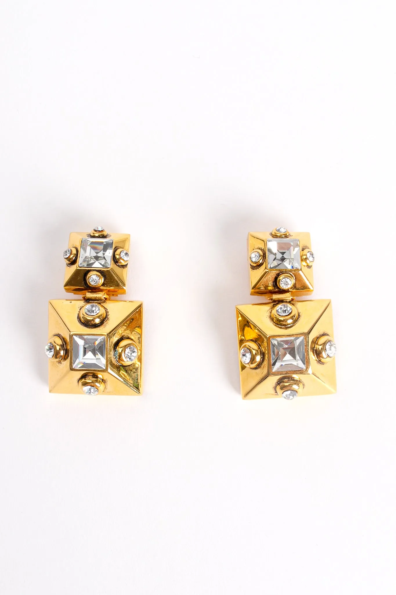 Beveled Pyramid Drop Earrings