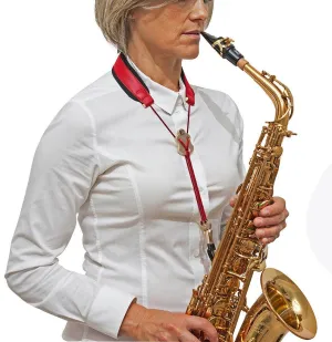 BG Saxophone Leather Strap ~ Red ~ Alto, Tenor Sax