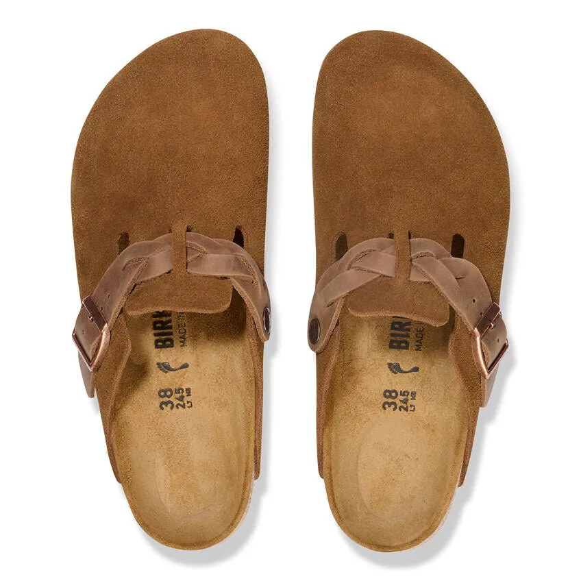 Birkenstock Boston Braided Suede Leather Narrow Fit Mink