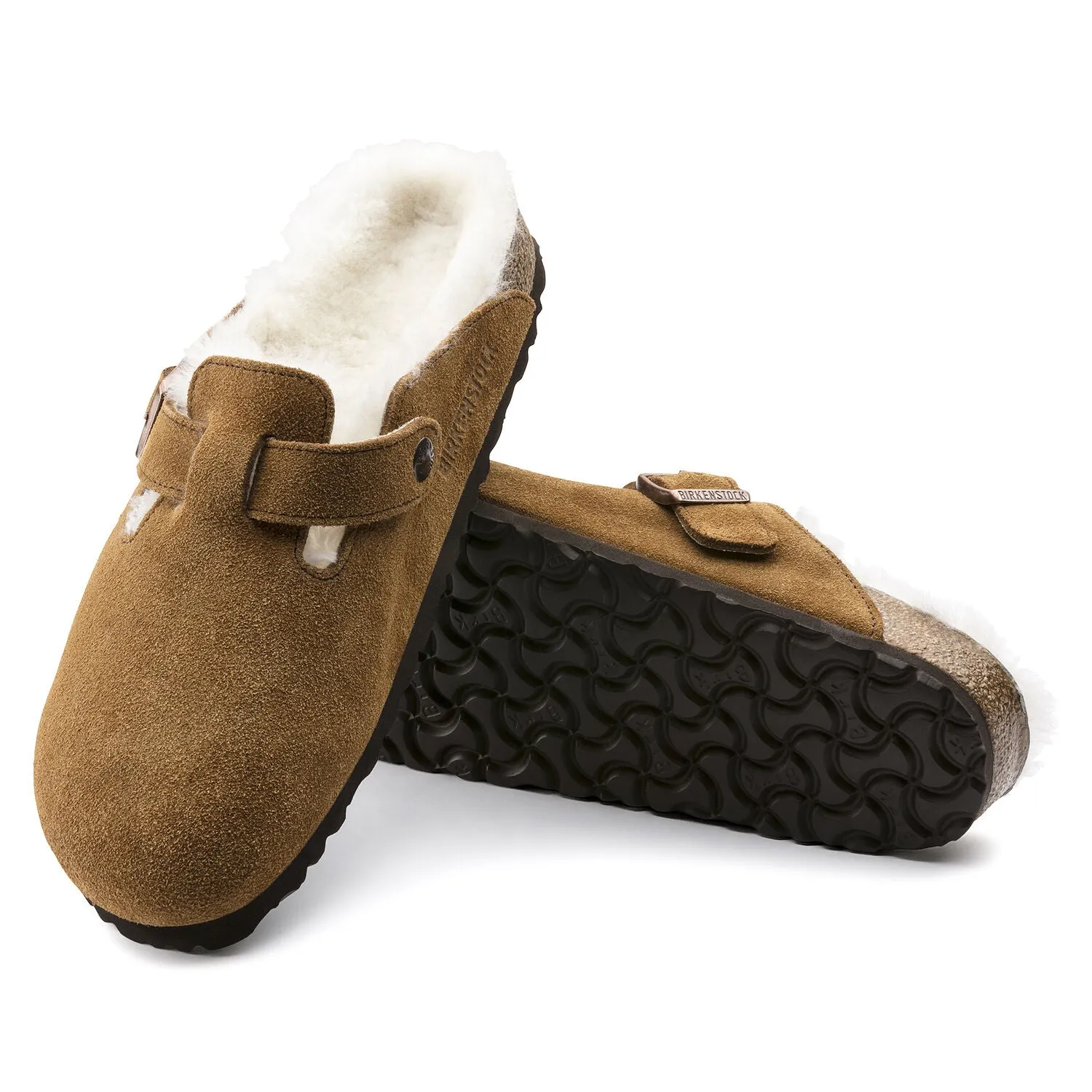 Birkenstock Boston Shearling Suede Leather Mink regular fit
