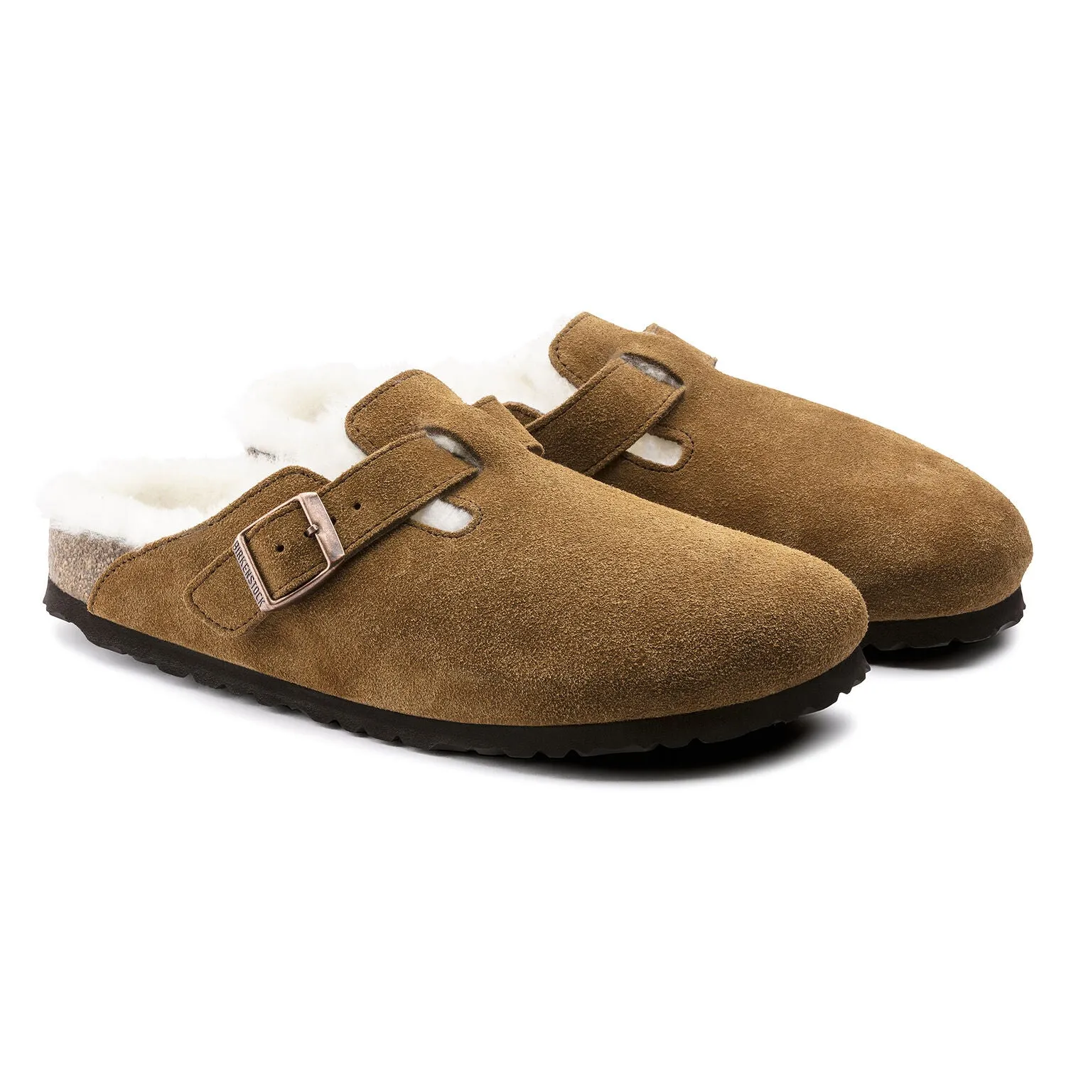 Birkenstock Boston Shearling Suede Leather Mink regular fit
