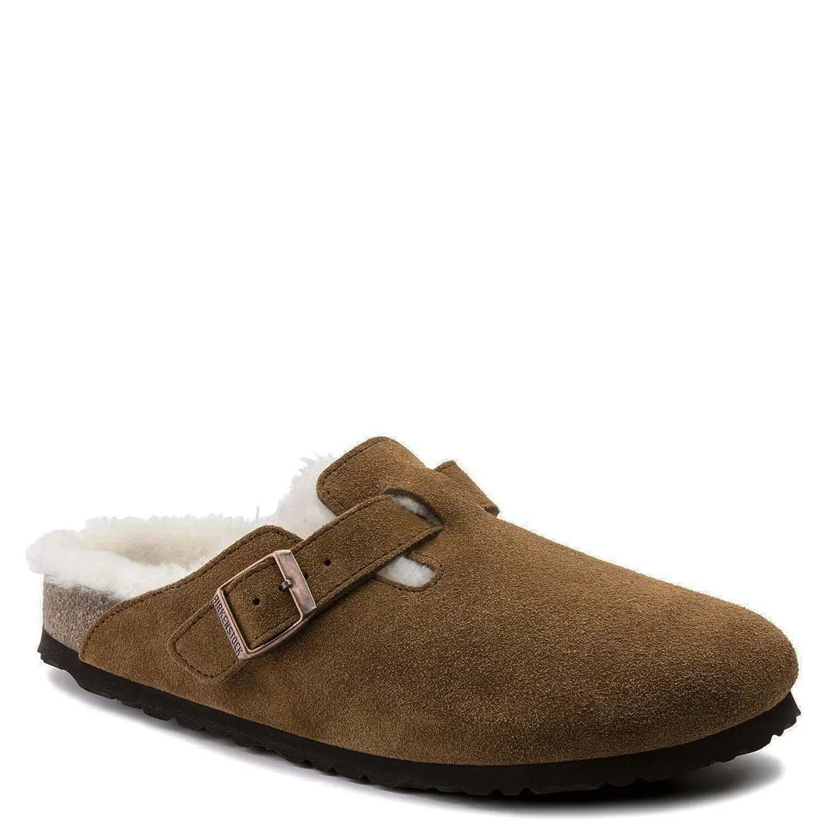 Birkenstock Boston Shearling Suede Leather Mink regular fit