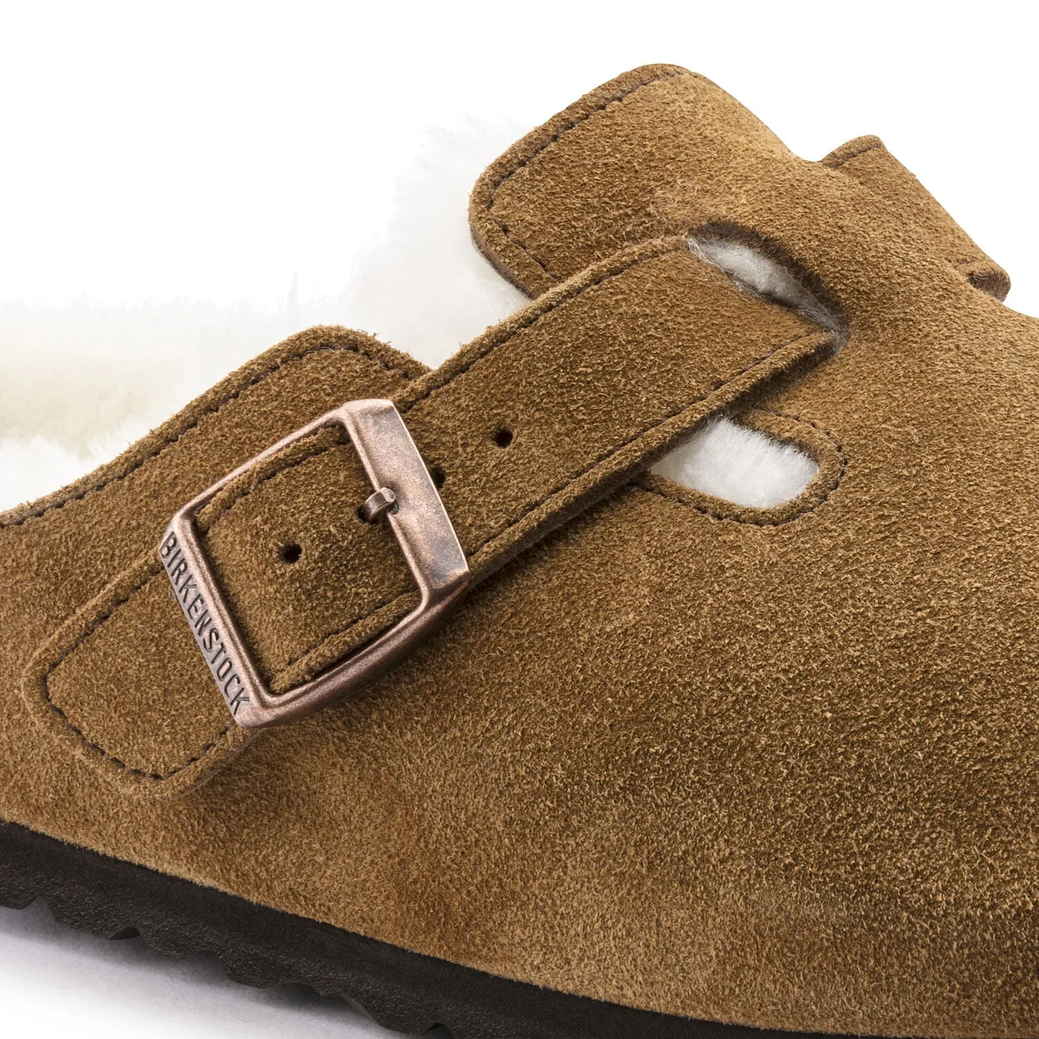 Birkenstock Boston Shearling Suede Leather Mink regular fit