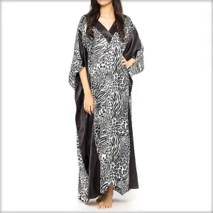 Black & White Printed Kaftan Black V-Neck
