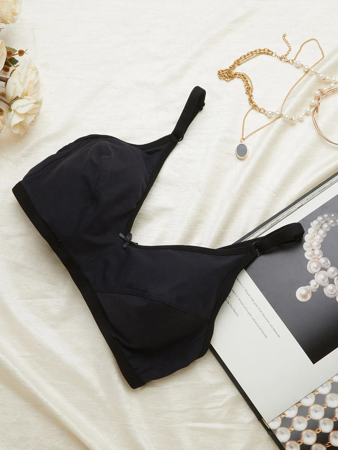 Black Full Coverage Wired Daily Wear Simple Bra for Women - Zola