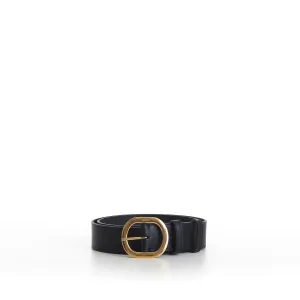 Black Leather Large Lulu Belt - Vintage Calfskin