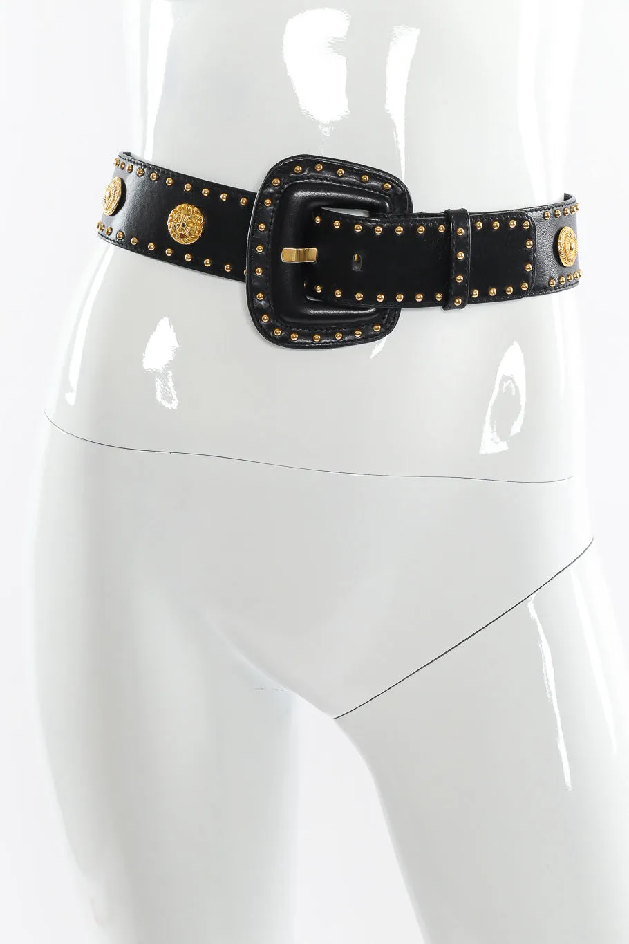 Black Leather Medallion Stud Belt