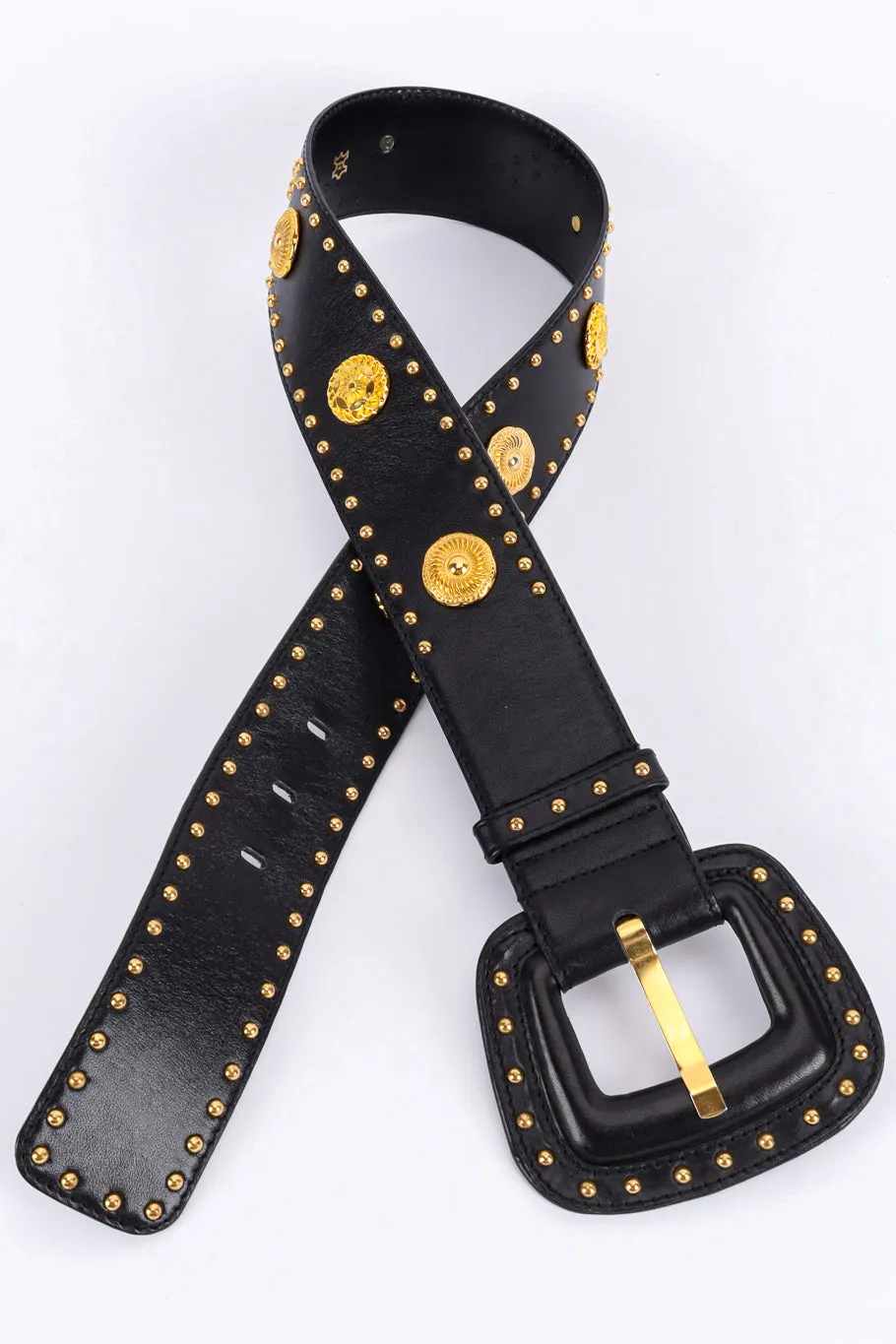 Black Leather Medallion Stud Belt