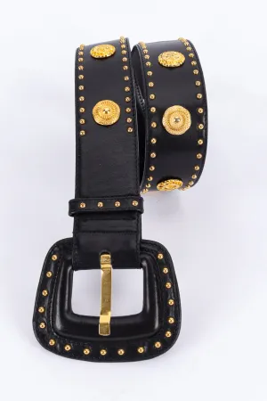 Black Leather Medallion Stud Belt