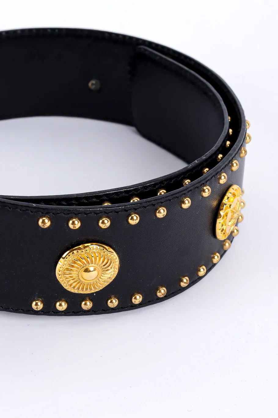 Black Leather Medallion Stud Belt