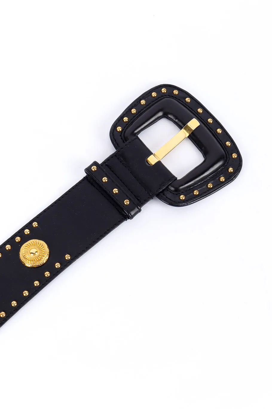 Black Leather Medallion Stud Belt