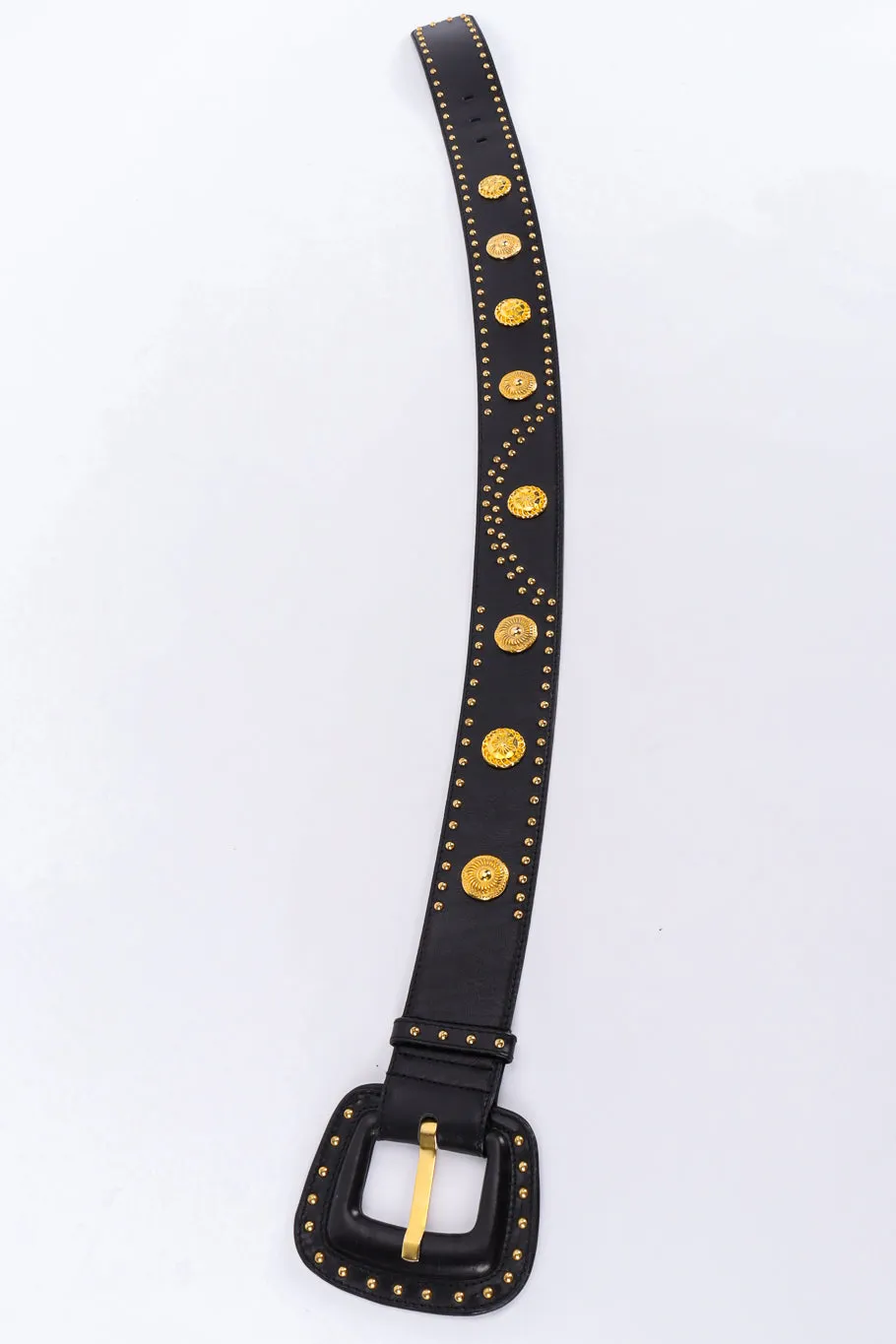Black Leather Medallion Stud Belt