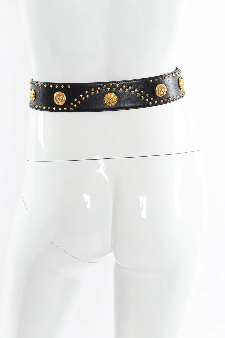Black Leather Medallion Stud Belt
