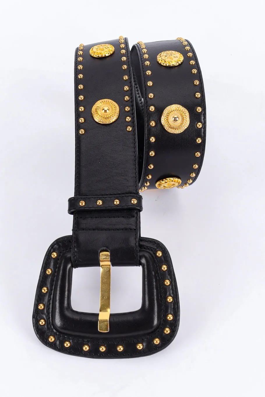 Black Leather Medallion Stud Belt