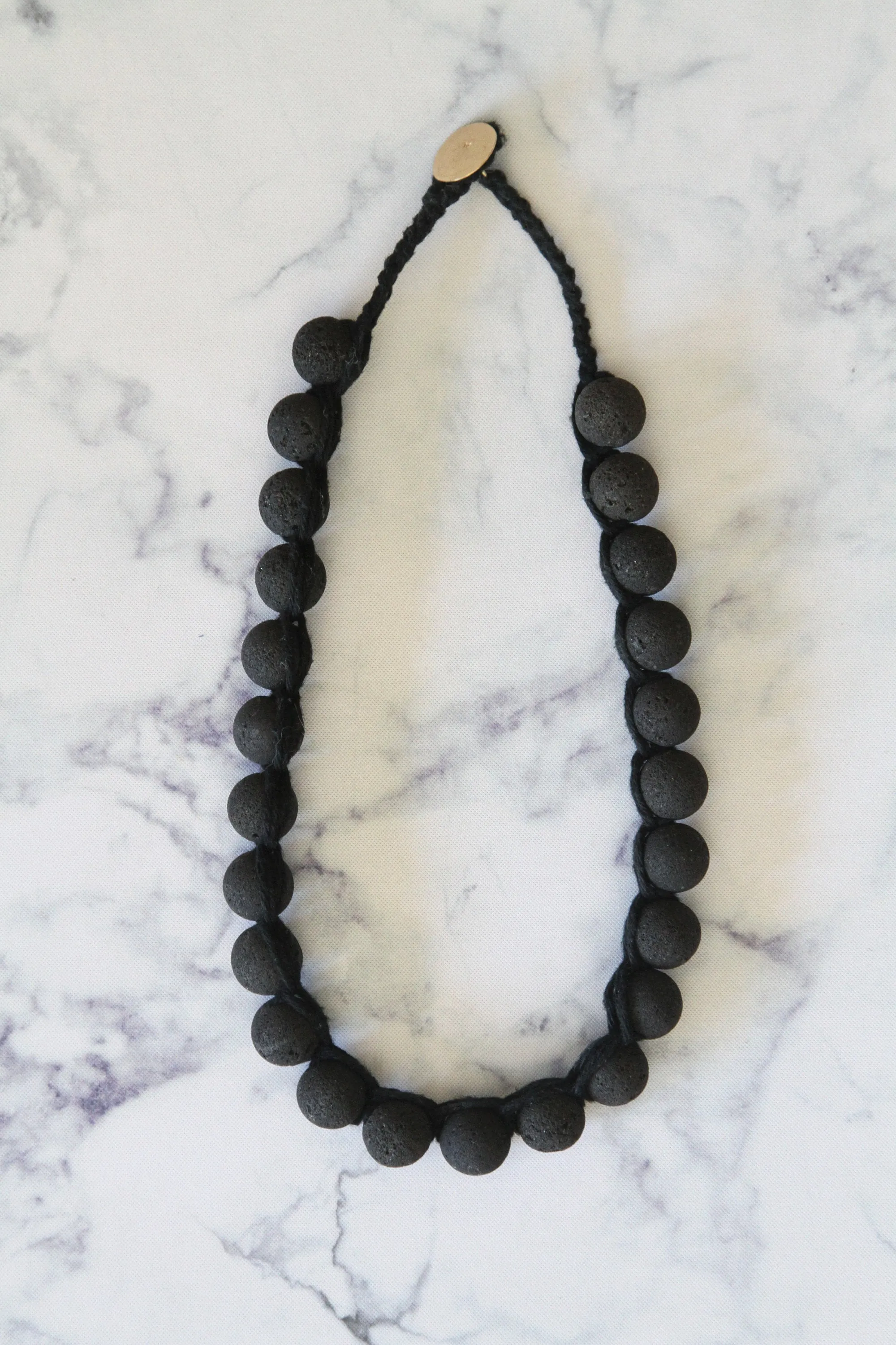 Black Modern Lava Rough beaded Necklace