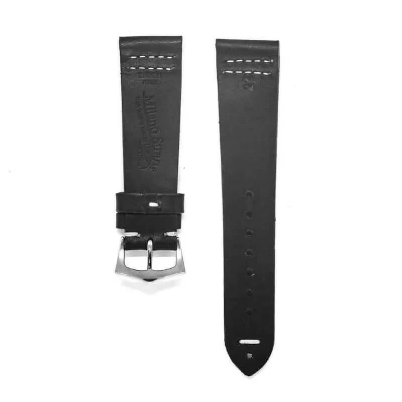 Black Vintage Leather Watch Strap