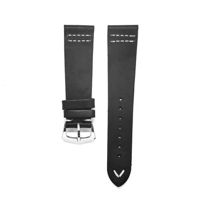 Black Vintage Leather Watch Strap