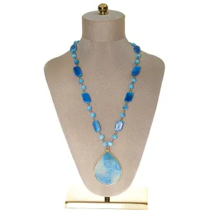 Bohemian Chic Turquoise Agate Sun Goddess Necklace