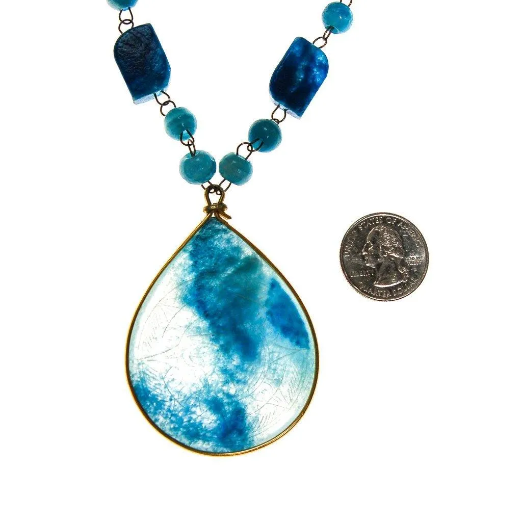 Bohemian Chic Turquoise Agate Sun Goddess Necklace