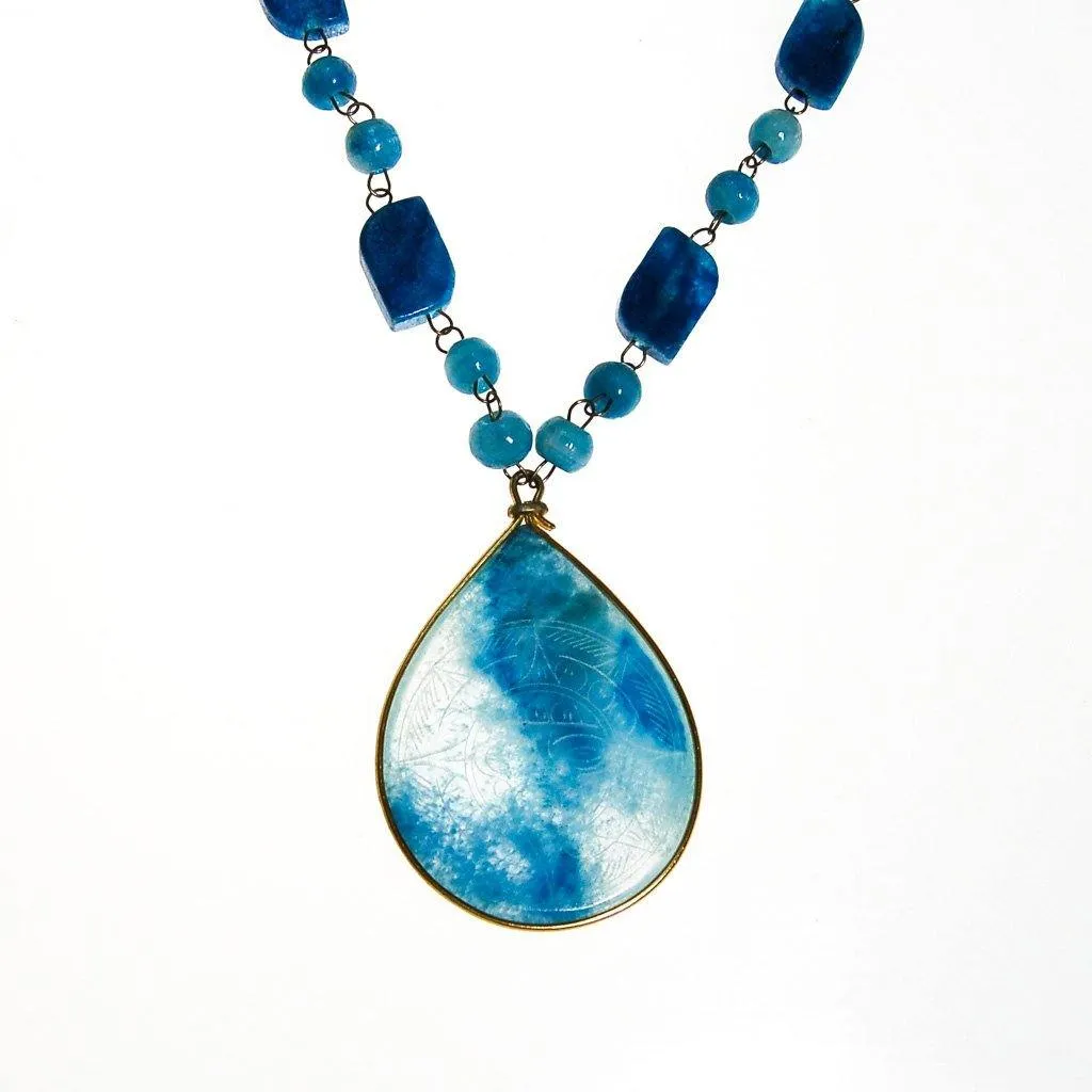 Bohemian Chic Turquoise Agate Sun Goddess Necklace
