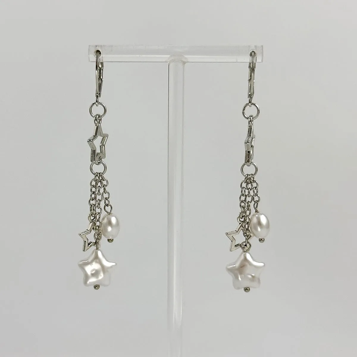Boho Hollow Star Pearl Tassel Earrings
