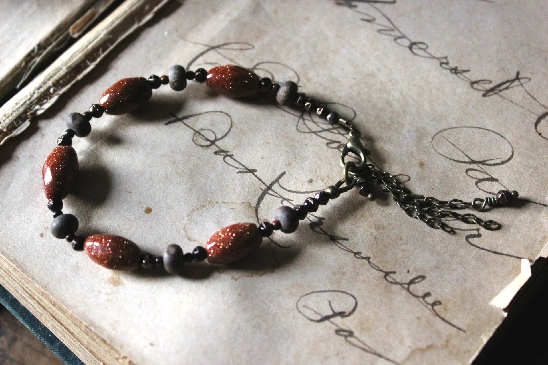 Bonfire. Gemstone & Glass Beaded Bracelet.