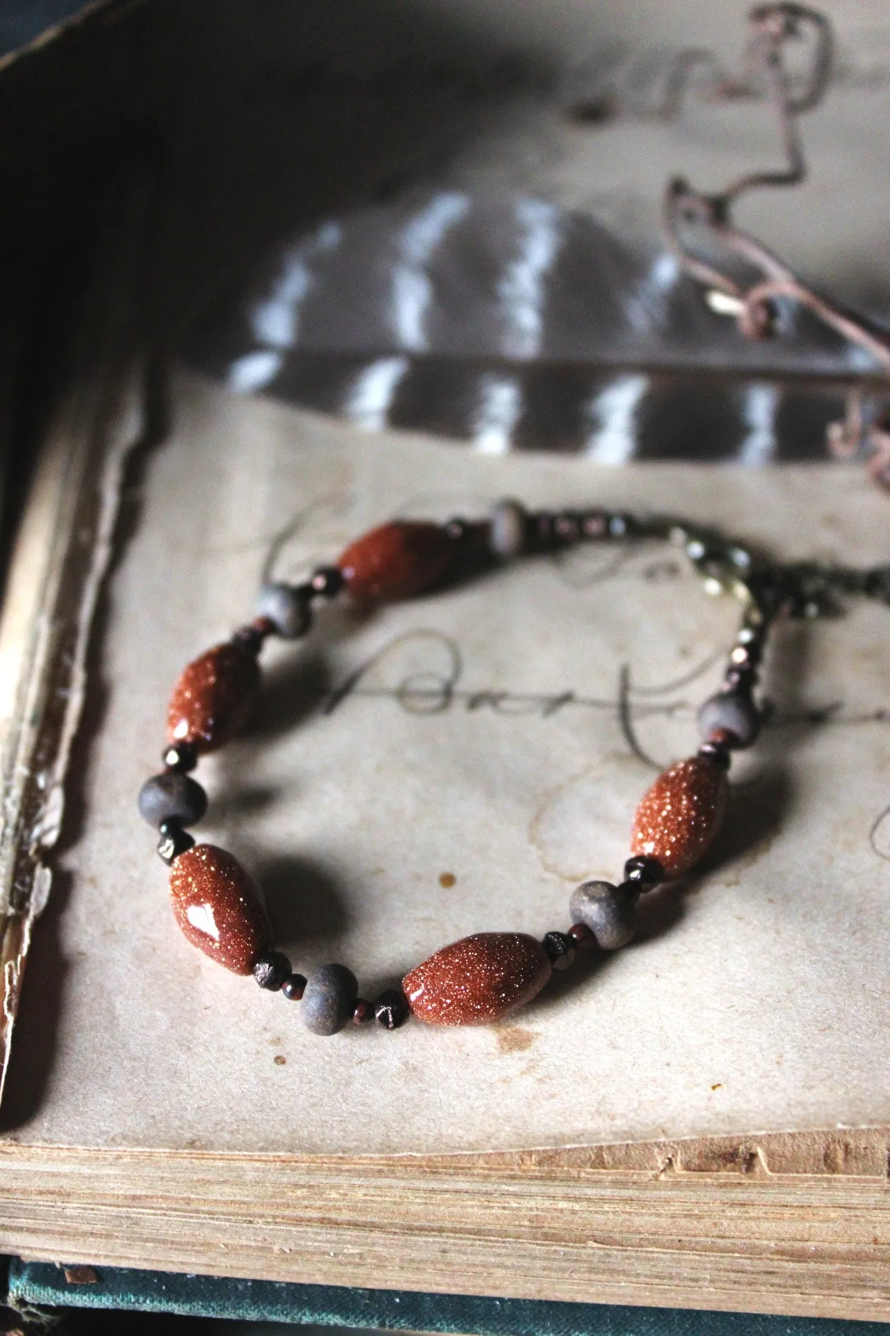 Bonfire. Gemstone & Glass Beaded Bracelet.