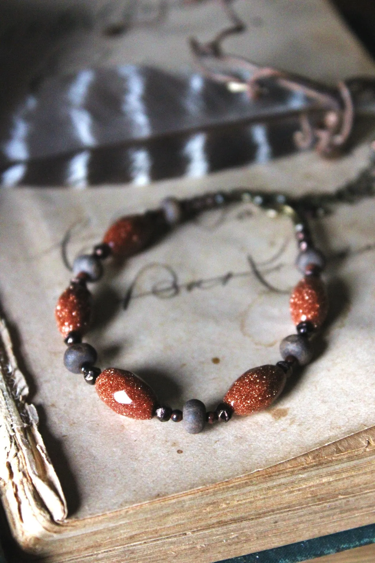 Bonfire. Gemstone & Glass Beaded Bracelet.