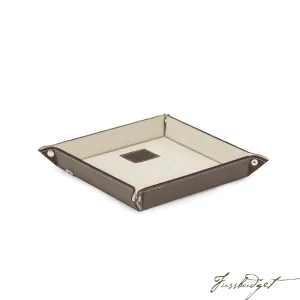 Brown Leather Valet Tray with Wireless Charger