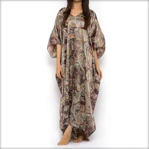 Brown Printed Long Kaftan
