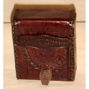 Brown Tooled Leather Mexican Coin Box