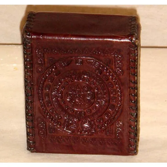 Brown Tooled Leather Mexican Coin Box