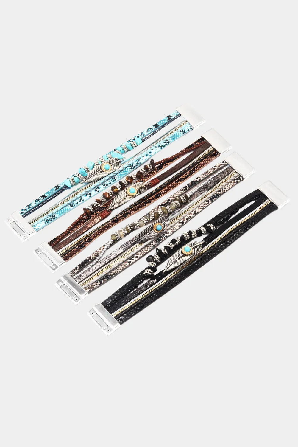 Brown Vintage Turquoise Multi-layer Leather Bracelet