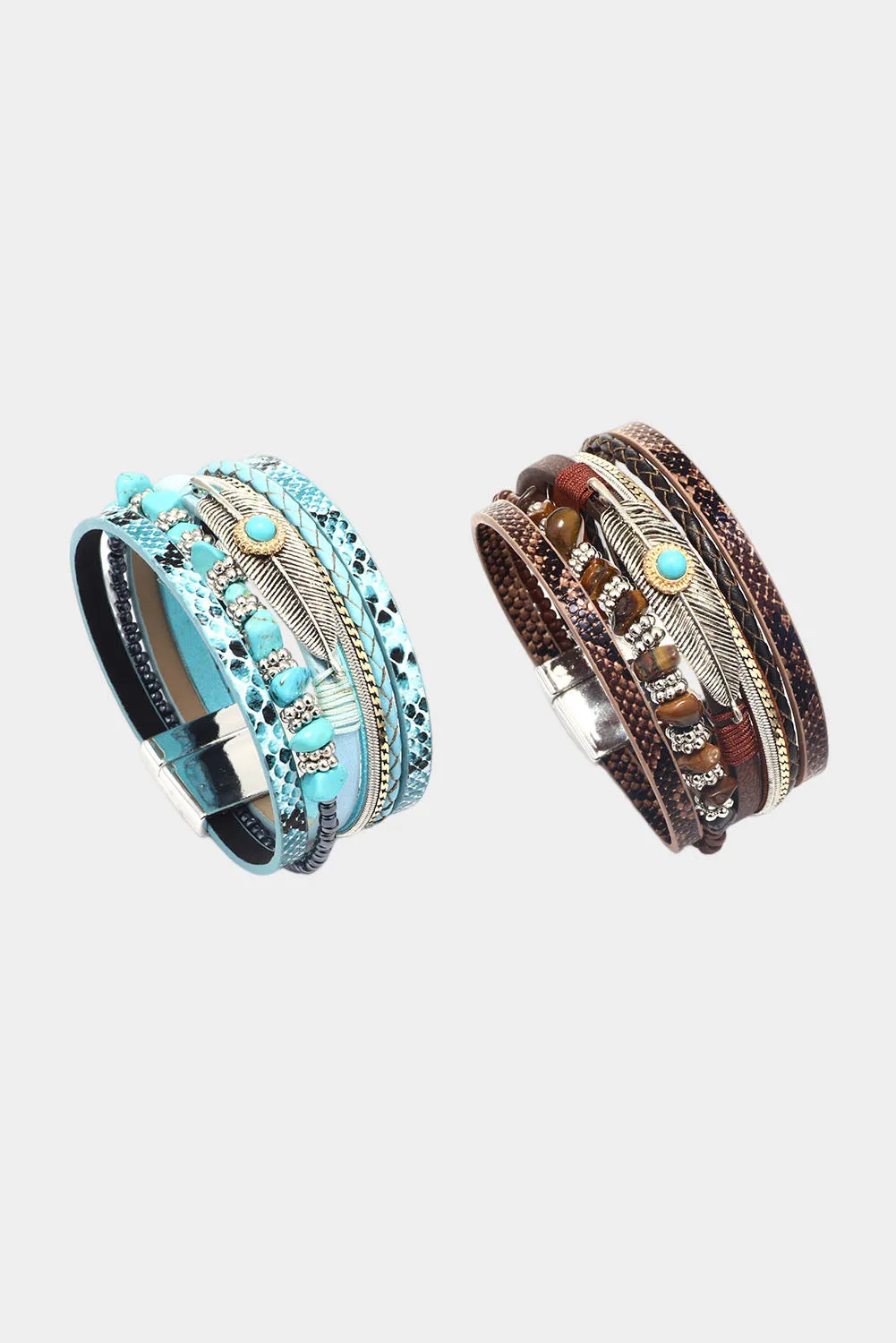 Brown Vintage Turquoise Multi-layer Leather Bracelet