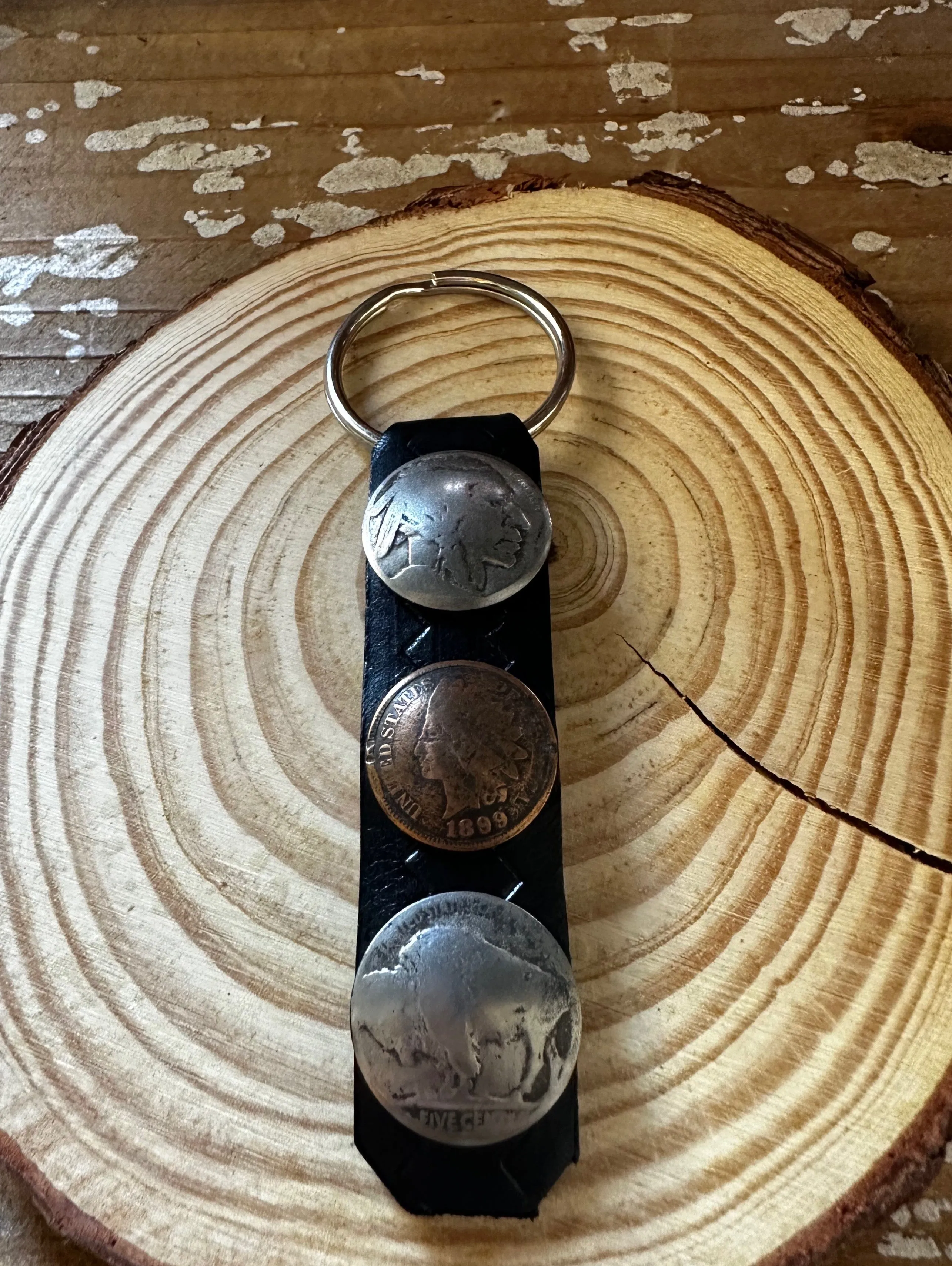 BUFFALO DANCER Leather Strap Keychain