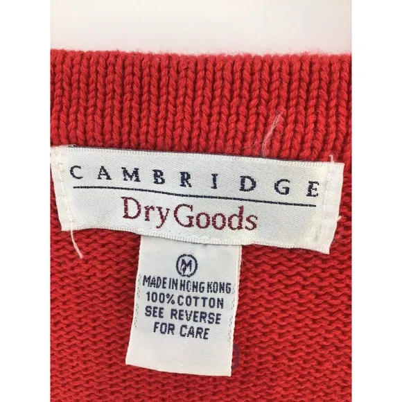 Cambridge Dry Goods Red Wooden Beaded Vest Cardigan Women's Size Medium Boho